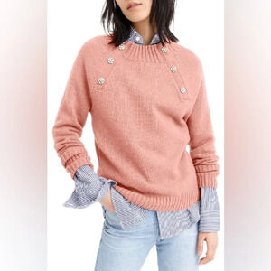 J Crew Sweater With Jeweled Buttons lamb wool blend dusty pink size XS